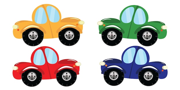 coches de juguete multicolores para niños y niñas. Ilustración para niños