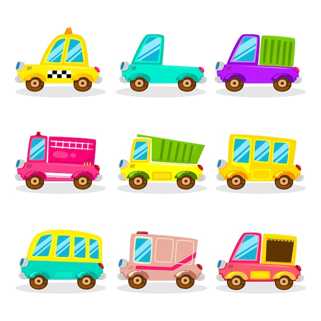 Coches lindos icono dibujado a mano doodle para colorear