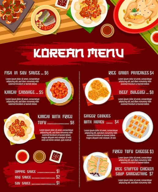 Cocina coreana comida menú comidas platos tradicionales