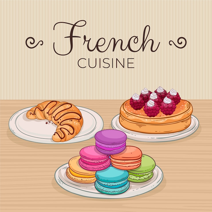 Vector cocina francesa dibujada a mano