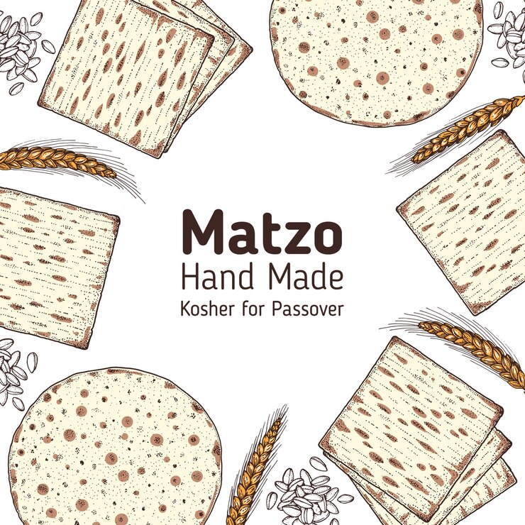 Vector cocina de matzá e ingredientes para la ilustración de matzá marco de cocina de oriente medio elementos de diseño de comida de pascua tradicional menú dibujado a mano y diseño de paquete comida judía
