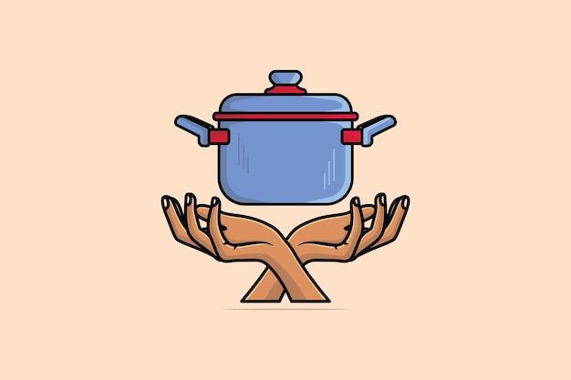 Cocina Pan en Chef Mano vector ilustración Cocina cocinar objeto icono concepto