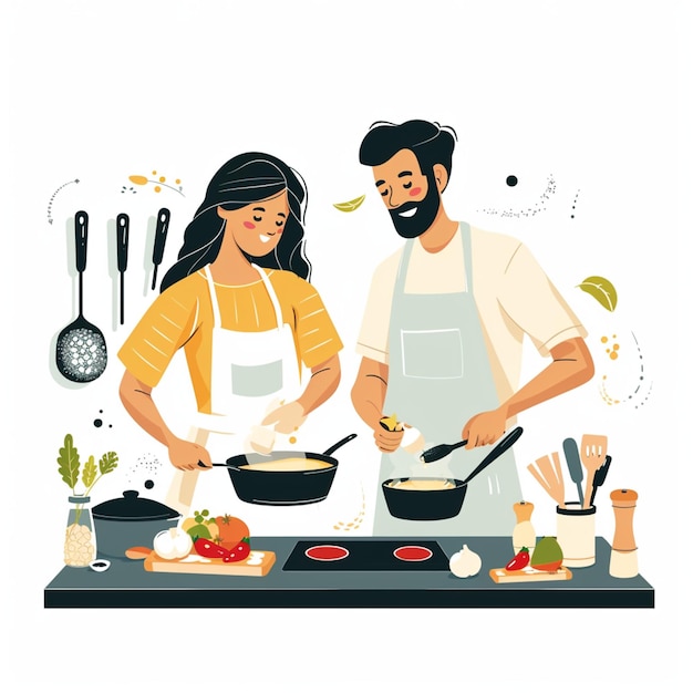 Vector la cocina de la pareja 4