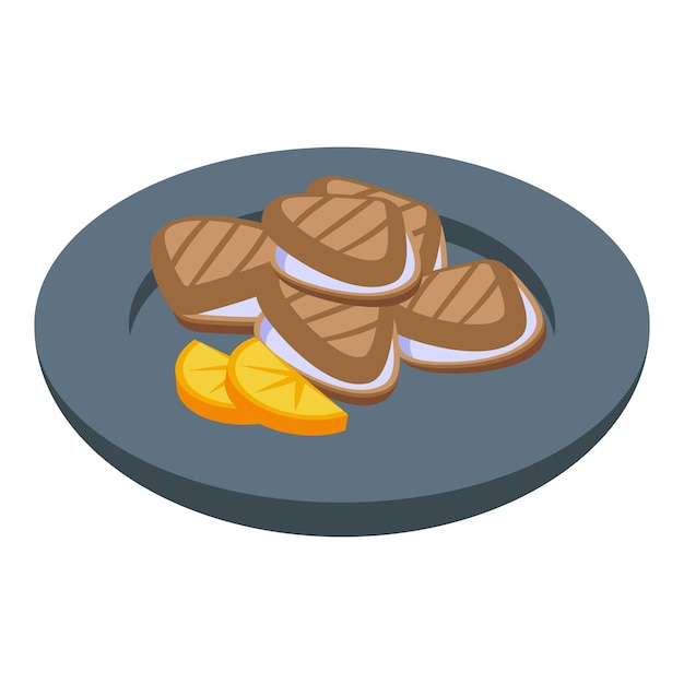 Cocina portuguesa icono de mariscos vector isométrico Portugal comida Restaurante tarta