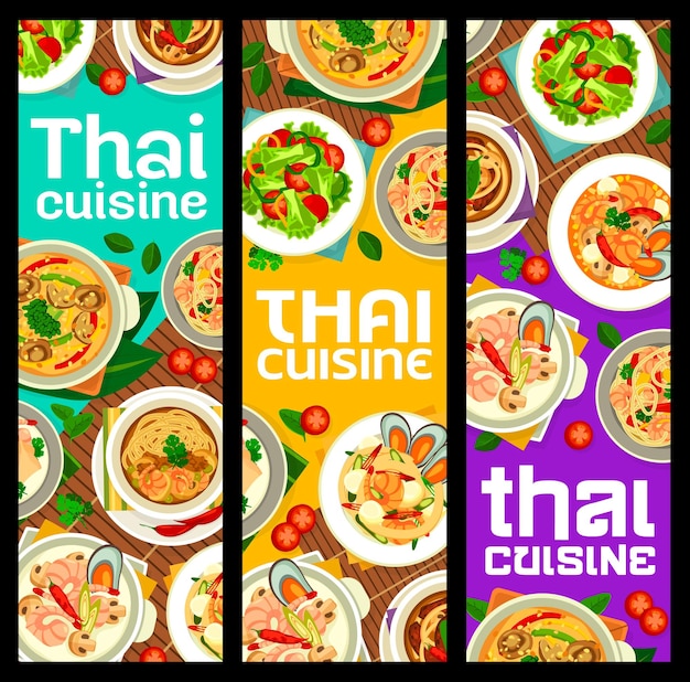 Cocina tailandesa restaurante comidas banners comida tailandesa