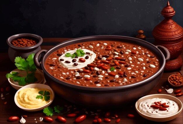 Vector cocina tradicional india dal makhani