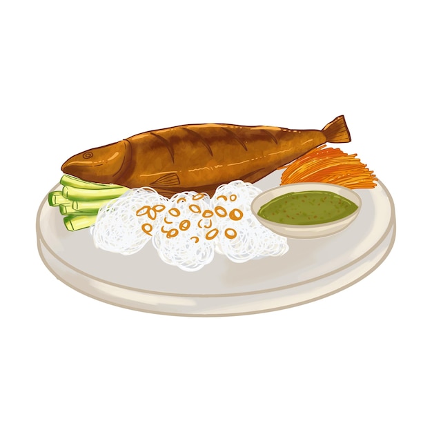 Cocina tradicional y nacional de Tailandia Pla Pao
