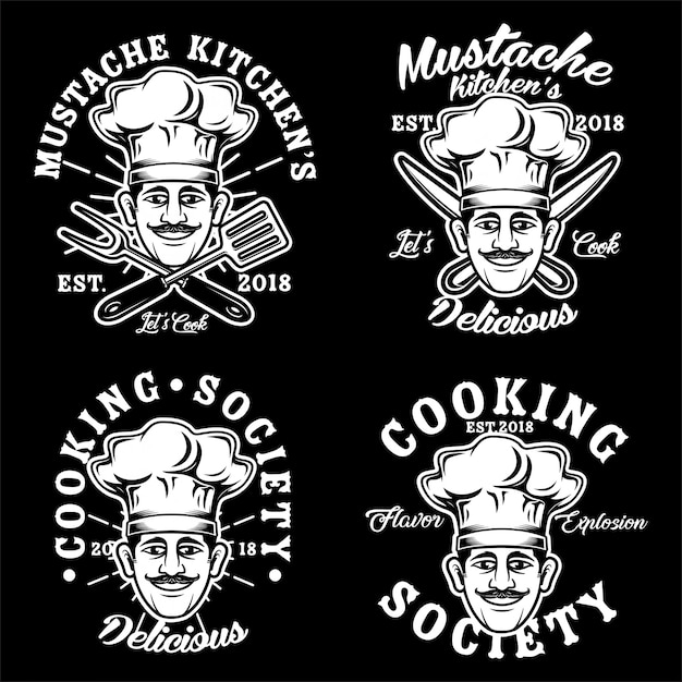 Cocinar chef logo vector set ilustración
