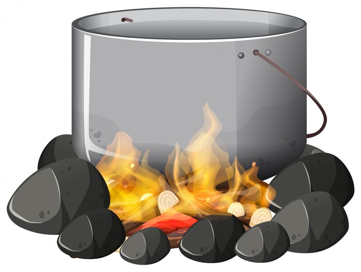 Vector cocinar una olla al fuego