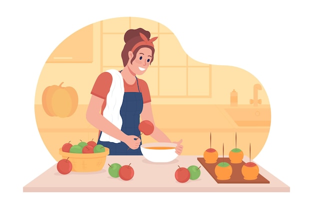 Cocinar el otoño trata la ilustración aislada del vector 2D