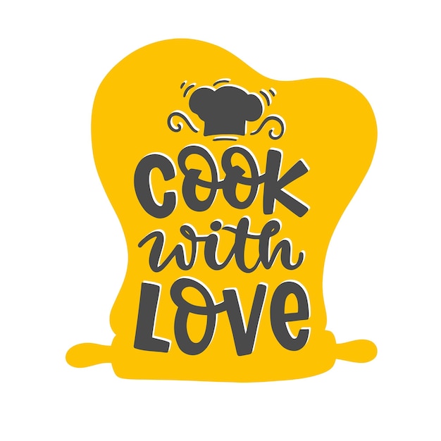 Cocine con amor cita emblema de letras escritas a mano aislado sobre fondo blanco Clases de cocina l