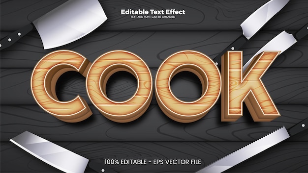 Cocine efecto de texto editable en estilo de tendencia moderna