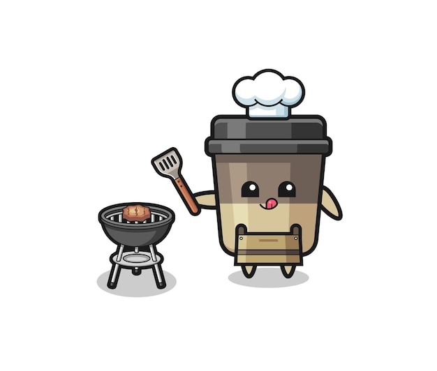 Cocinero de la barbacoa de la taza de café con un diseño lindo de la parrilla