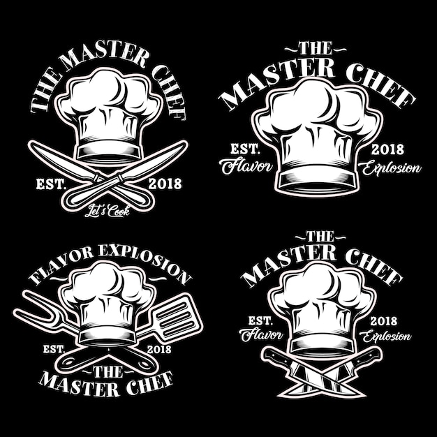 cocinero chef sombrero logo vector set ilustración