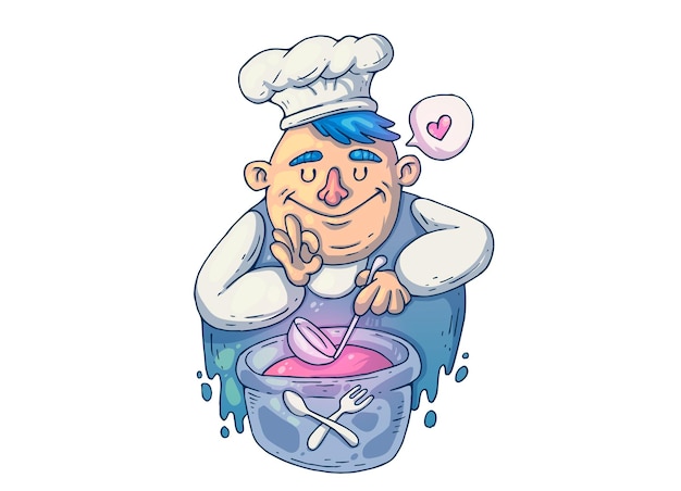 Cocinero. Ilustración de dibujos animados creativos.