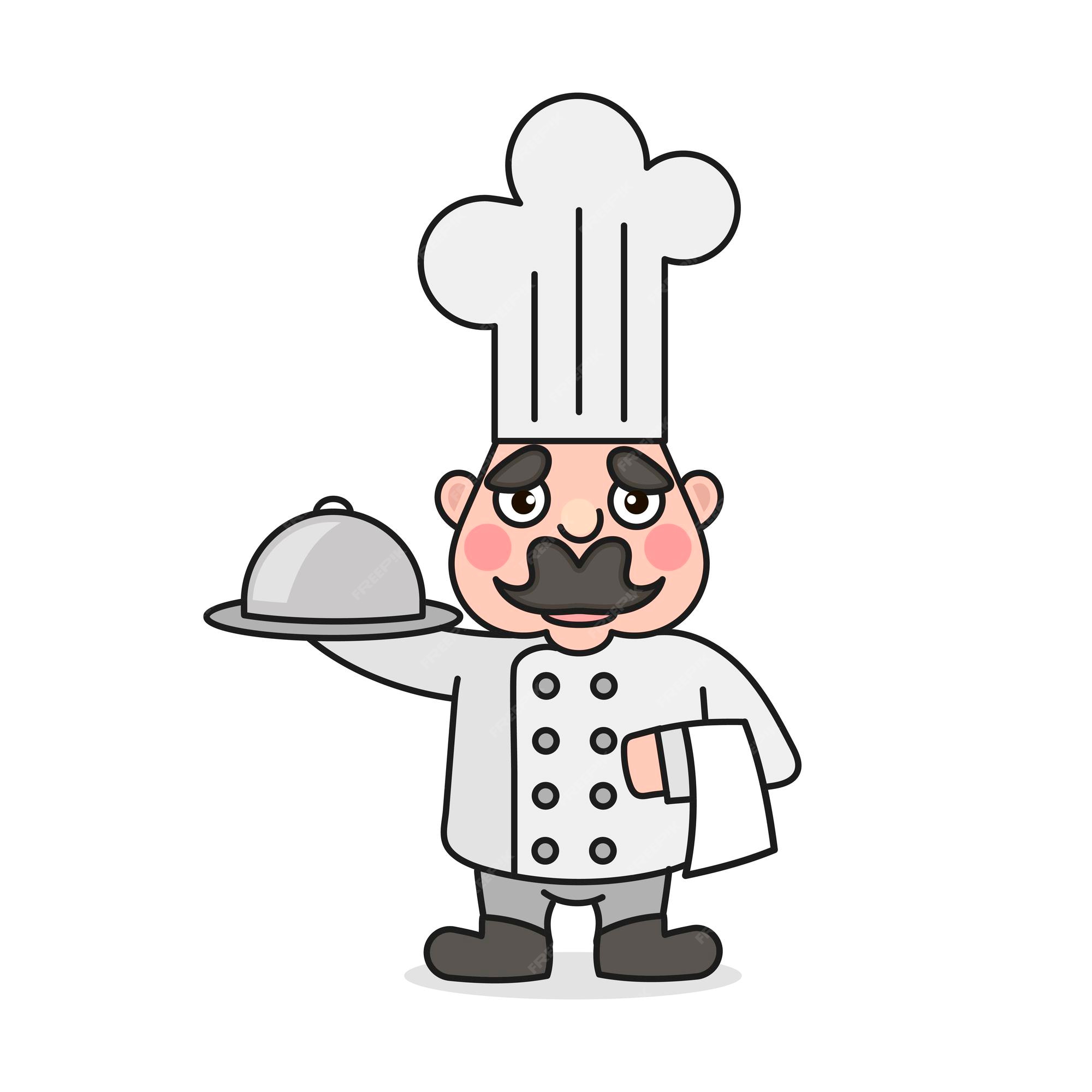 Cocinero masculino de dibujos animados simple con gorro de cocinero. icono de personaje de cocina o logotipo, ilustración vectorial. | Vector Premium Cocinero masculino de dibujos animados simple con gorro de cocinero. icono de personaje de cocina o logotipo, ilustración vectorial. | Vector Premium