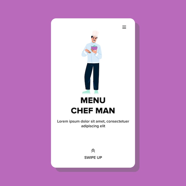 cocinero menú cocinero hombre vector