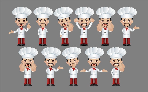 Cocinero. Personas con diferentes poses.
