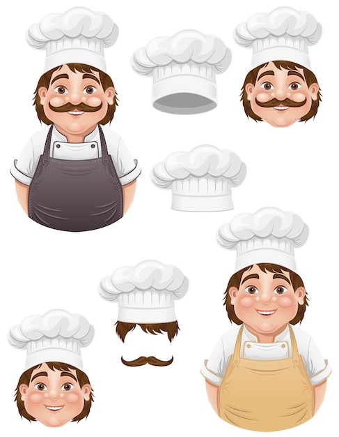 cocinero preparando platos y comida en la cocina Ilustración vectorial