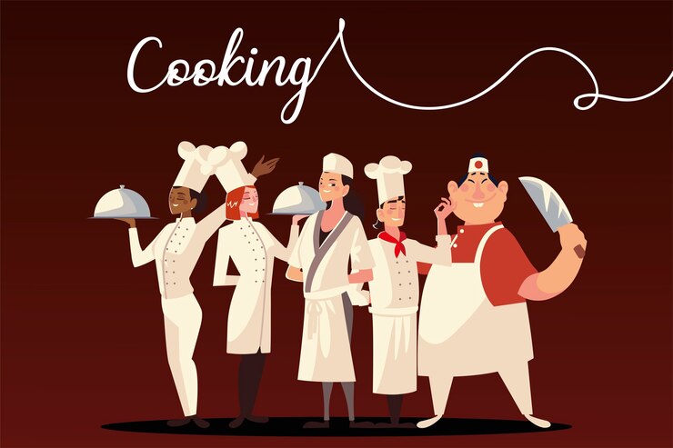 Vector cocineros cocinando trabajador de alimentos personal profesional restaurante ilustración vectorial