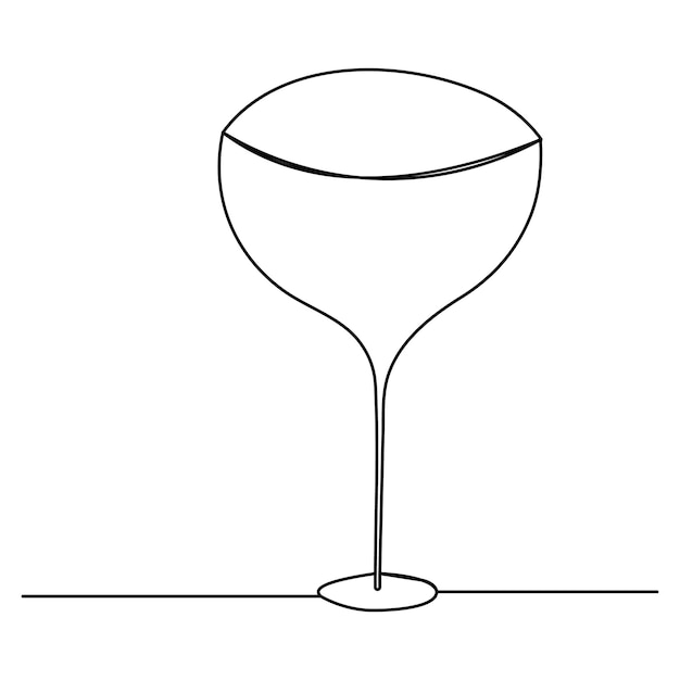 Cocktaildrink arte de una sola línea continuo dibujo de una línea de icono vectorial de contorno aislado
