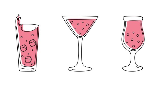 Cocktails conjunto lineal icono de cóctel clipart vectorial de cócteles