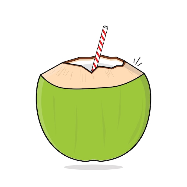 Vector coco fresco agua de coco vector de coco diseño de logotipo ilustración de icono de dibujos animados