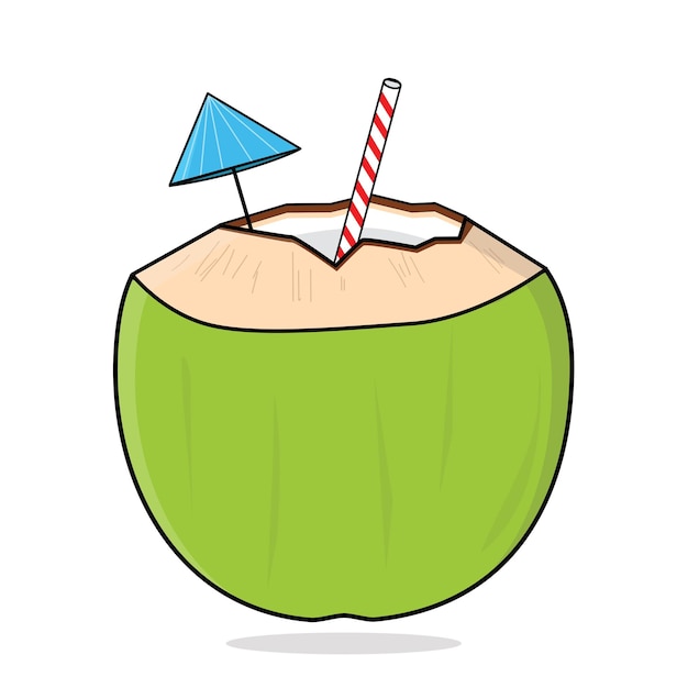 Vector coco fresco agua de coco vector de coco diseño de logotipo ilustración de icono de dibujos animados