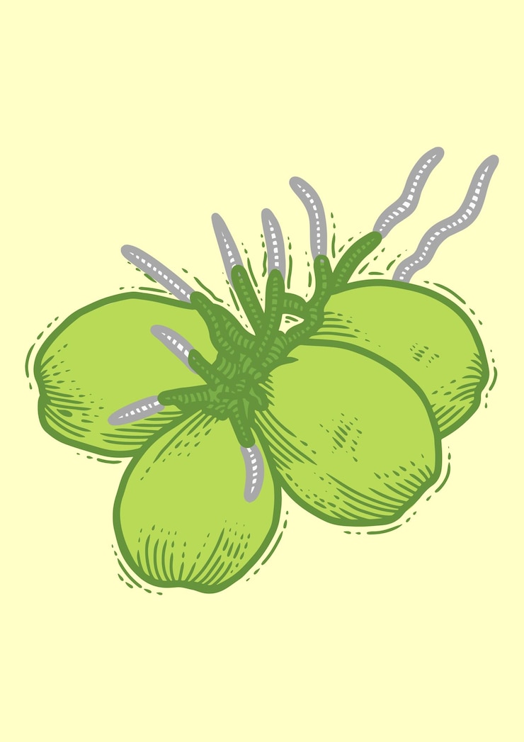 Vector coco fruta dibujos animados vector ilustración comida naturaleza icono concepto aislado premium vector