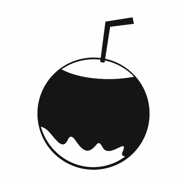 Coco con icono de paja en estilo simple ilustración vectorial aislado