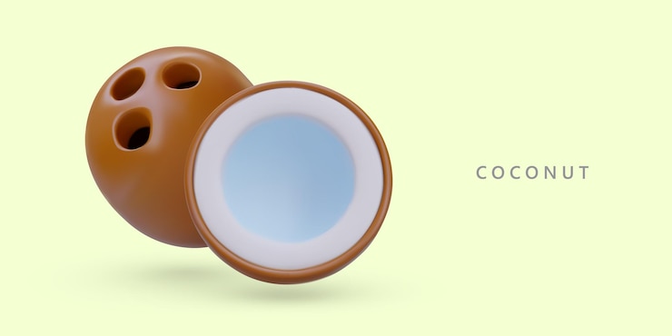 Vector coco isométrico vista exterior e interior nuez grande redonda marrón