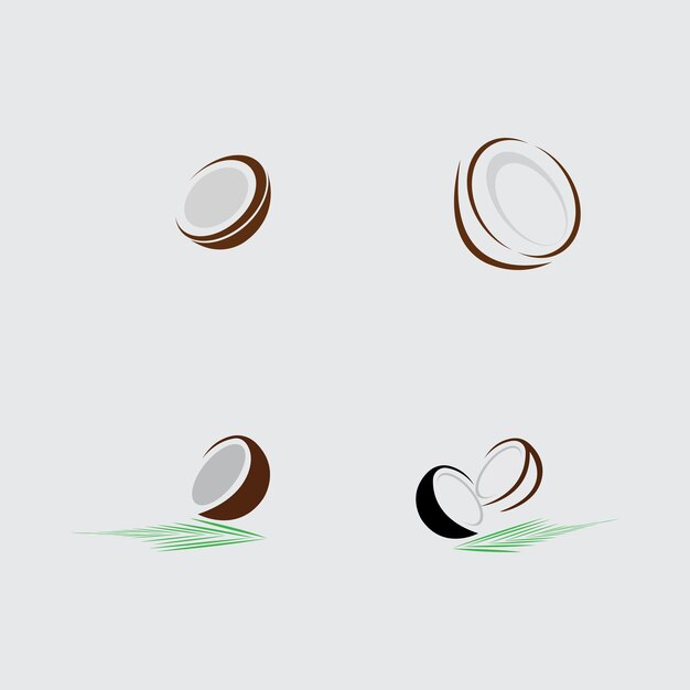 Coco moderno creativo con plantilla de diseño de logotipo de signo de hojas