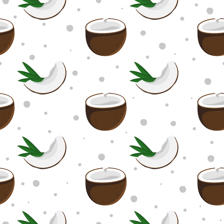 Vector coco de patrones sin fisuras con hojas verdes tropicales ilustración vectorial aislado en blanco
