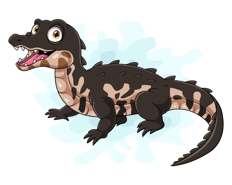 Vector cocodrilo caimán de dibujos animados aislado sobre fondo blanco