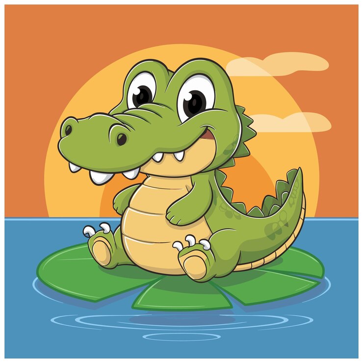 Vector un cocodrilo de dibujos animados aislado sobre un fondo blanco