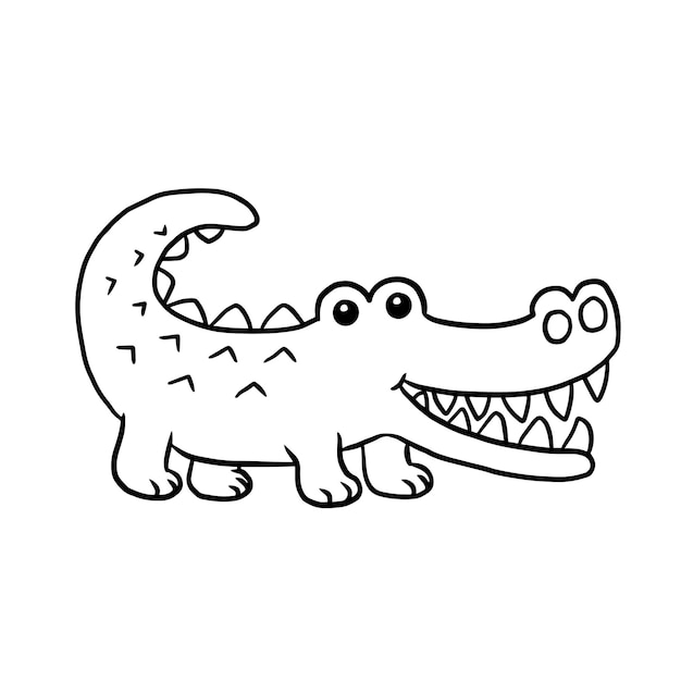 cocodrilo dibujos animados animales lindas kawaii garabatos colorear página dibujar
