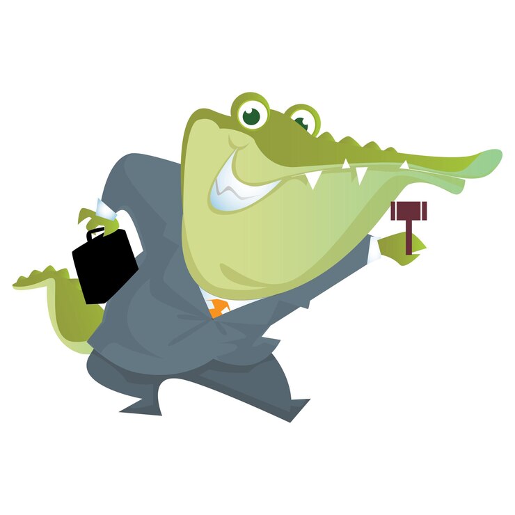 Vector cocodrilo juez justicia mascota personaje vector elemento