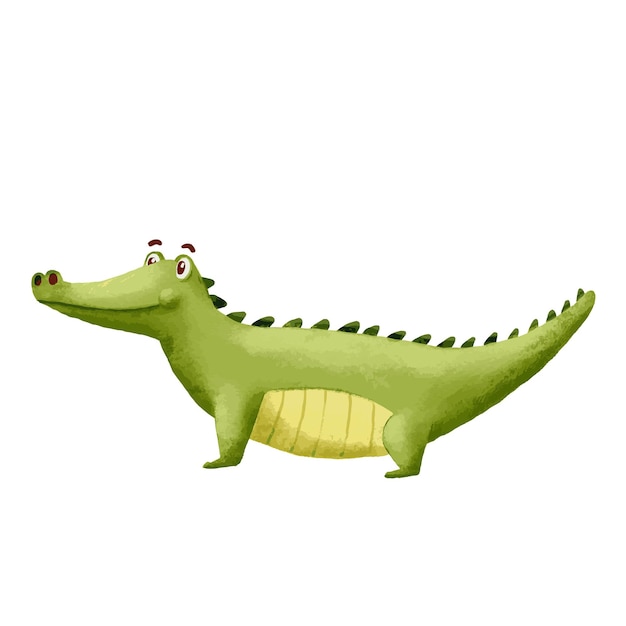 Cocodrilo lindo Cocodrilo divertido aislado en blanco