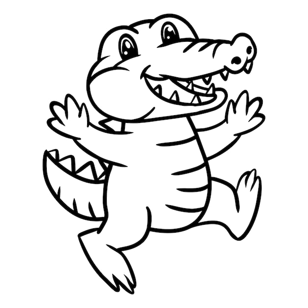 Cocodrilo Lindo Divertido Niños Para Colorear Páginas Vector