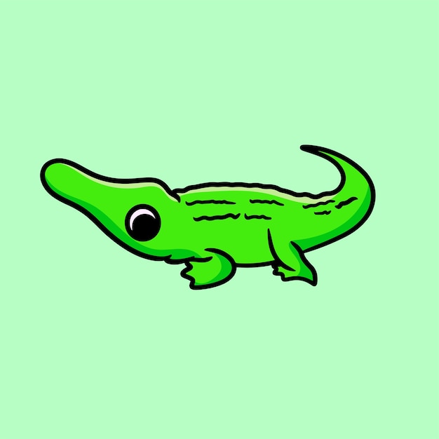 Cocodrilo Personaje de dibujos animados Mascota Diseño plano Animal de piel Animal lindo Animal divertido Diseño de logotipo de animal divertido