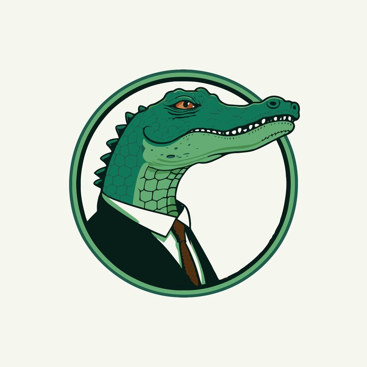Vector cocodrilo personaje logo mascota dibujos animados insignia vector ilustración