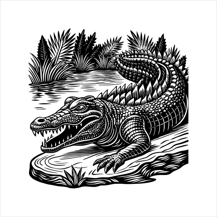 Vector el cocodrilo en reposo