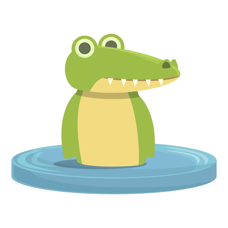 Vector cocodrilo en el río icono de dibujos animados vector lindo cocodrilo feliz adorable