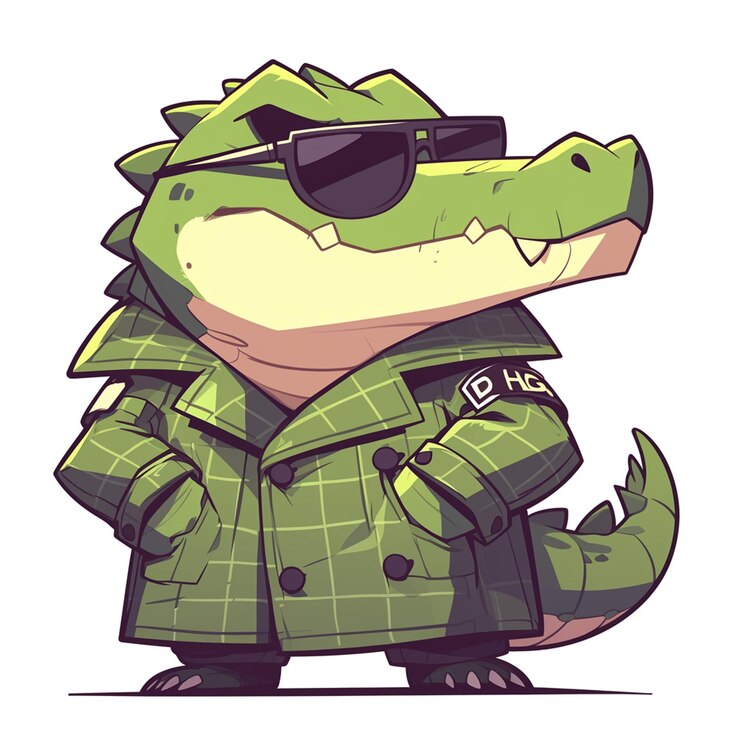 Vector un cocodrilo serio al estilo de los dibujos animados de la policía de tráfico
