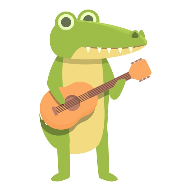 Cocodrilo tocar guitarra icono dibujos animados vector Lindo cocodrilo Animal bebé