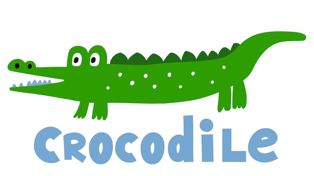 Cocodrilo vectorial dibujado a mano Ilustración de bebé de dibujos animados