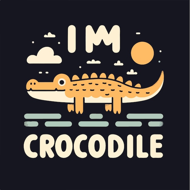 Cocodrilo vectorial con texto im cocodrilo con un concepto de diseño de camiseta fondo negro