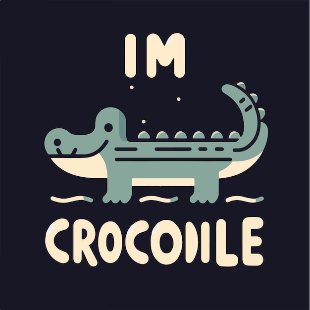 Cocodrilo vectorial con texto im cocodrilo con un concepto de diseño de camiseta fondo negro