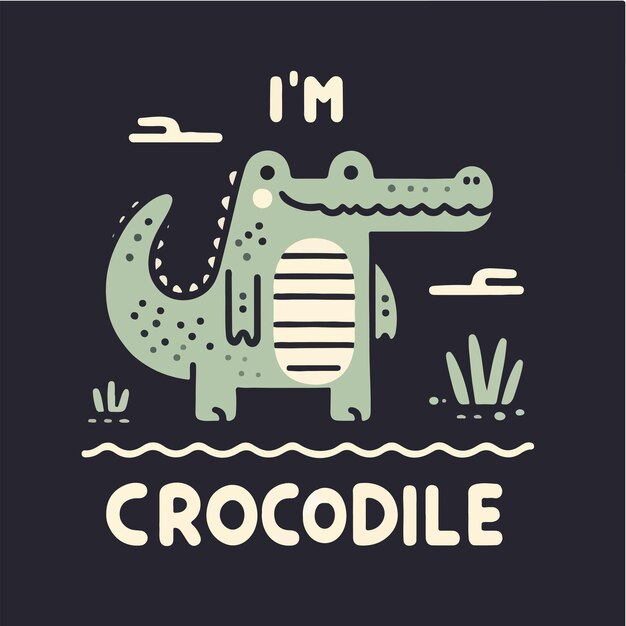 Cocodrilo vectorial con texto im cocodrilo con un concepto de diseño de camiseta fondo negro