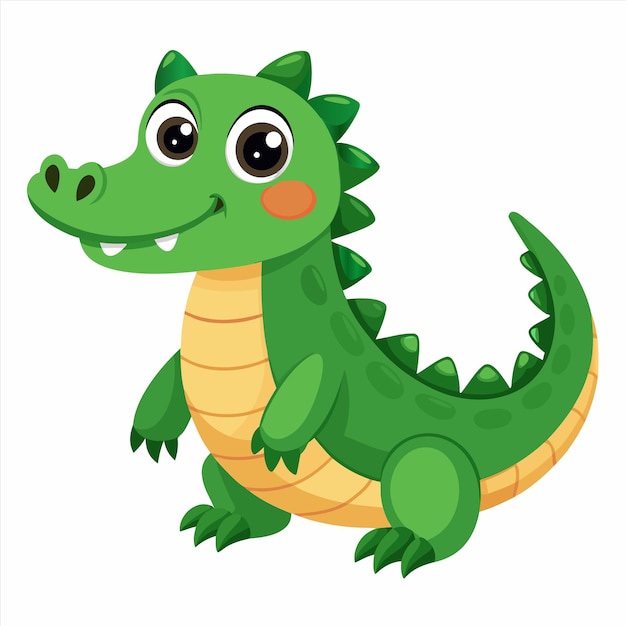 un cocodrilo verde de dibujos animados con una sonrisa en su cara